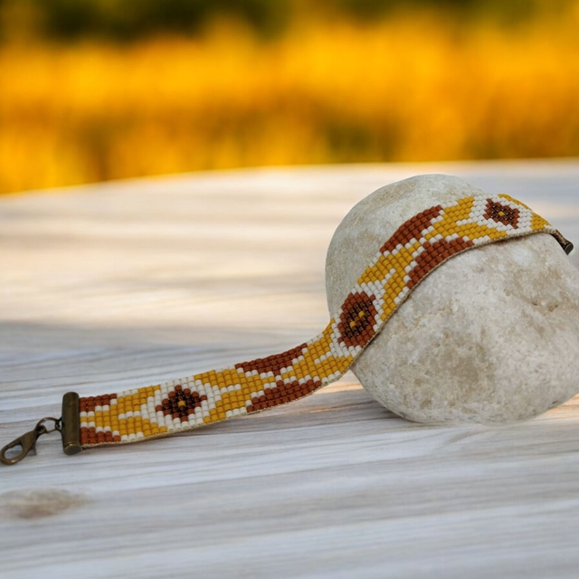 Bracelet caramel, jaune et blanc