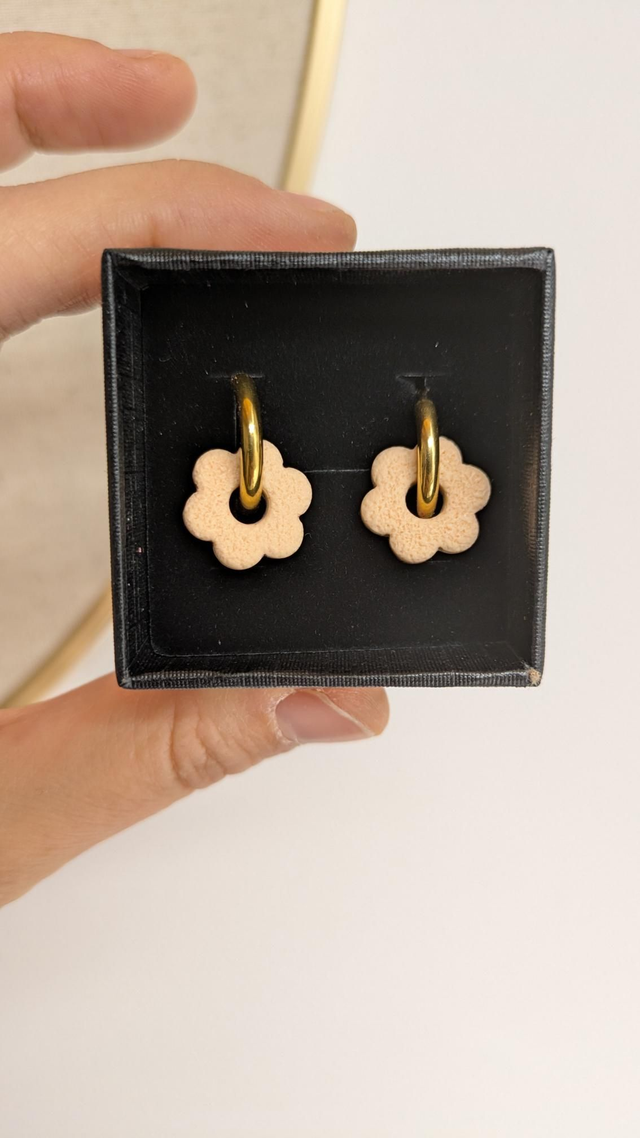 Boucles d'oreilles en pâte polymère - rose /prune