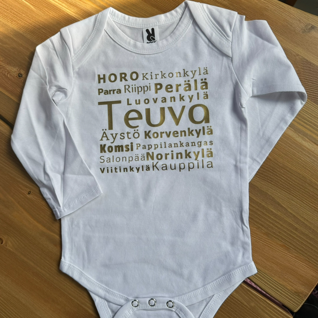 Teuvan kultaiset kylät- vauvan body 12kk