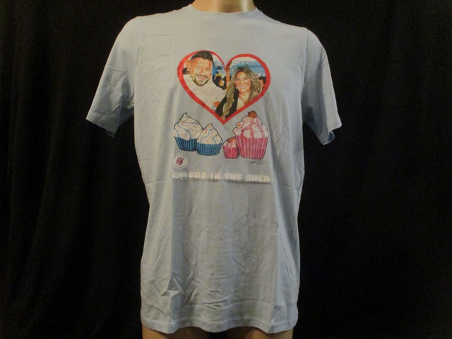 Joe Sealey &amp; Nicole Sealey Picture T-Shirt ADULT COTTON UNISEX LIGHT BLUE (Large) Top