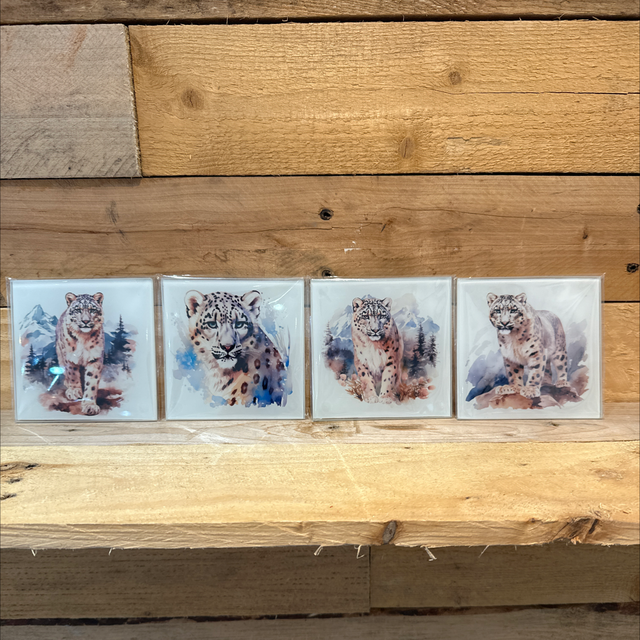 Glass Leopard Coasters 
