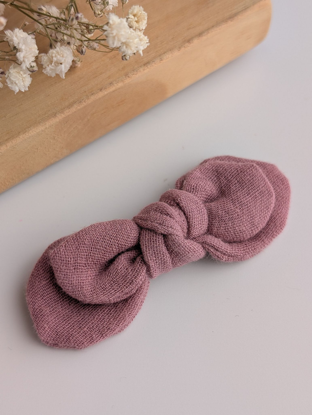 Barrette Noeud Romane pince crocodile tons rose