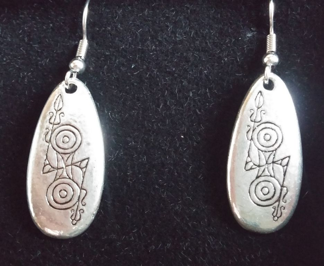 Pewter earrings - Double disc and Z-rod plaque