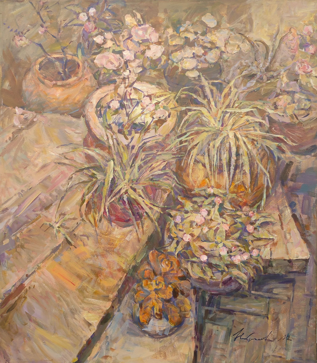 Kwiatowy kącik, 80x70 akryl płótno 2021