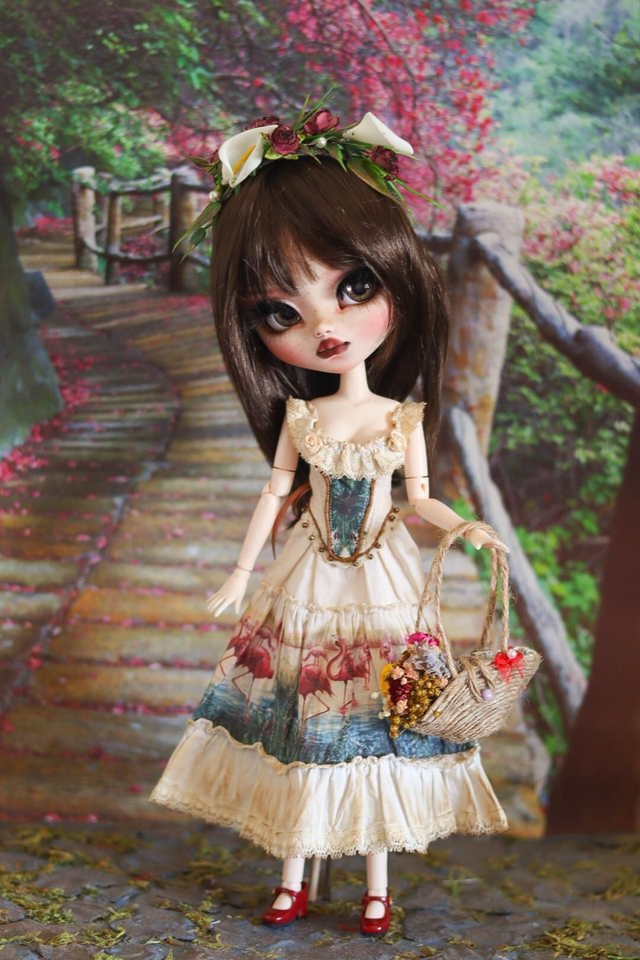 Summer flamingo dress set for Pullip 