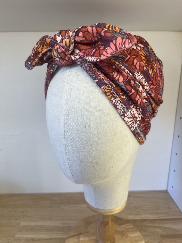 Turban - rouge fleurie