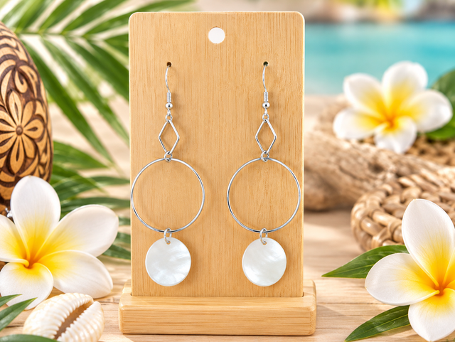  Boucles d’oreilles Créoles &amp; Nacre