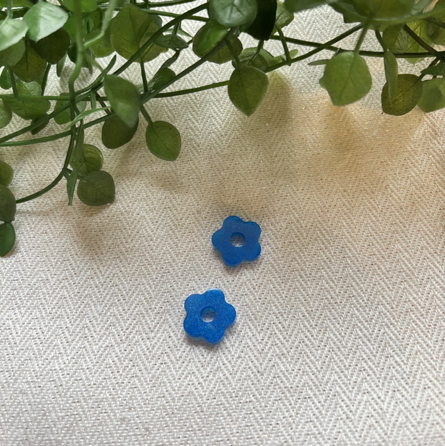 Pampilles fleur pour créoles interchangeables bleu 