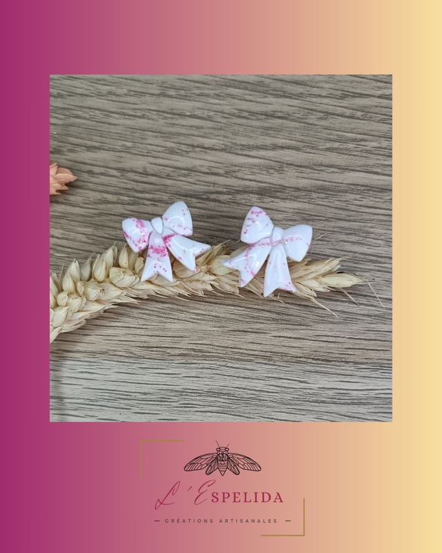 Sweeties noeuds blancs et paillettes roses