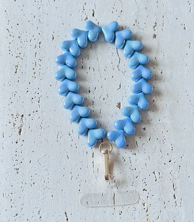 Hartjes Telefoonkoort blauw holografisch 