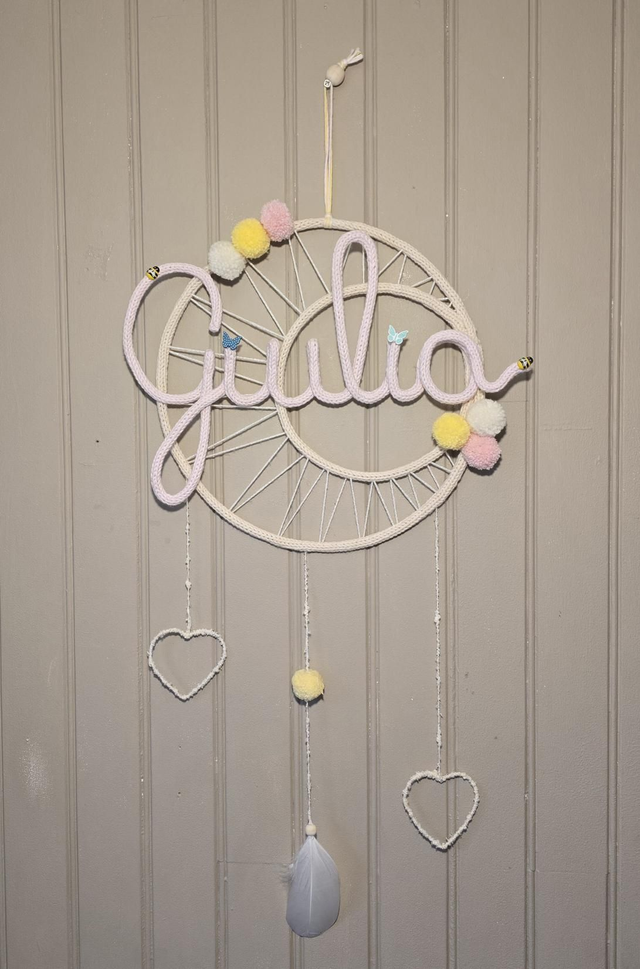 Attrape rêve Lune avec cœurs 