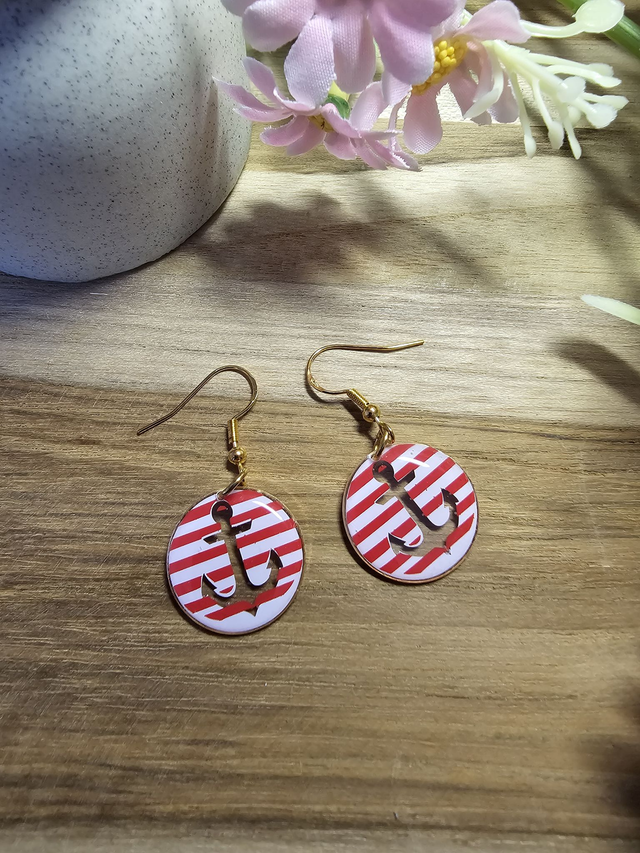 Boucles d'oreilles 20mm OR-"Un Cœur à la Mer" — L'élégance au rythme des vagues-ancre rouge