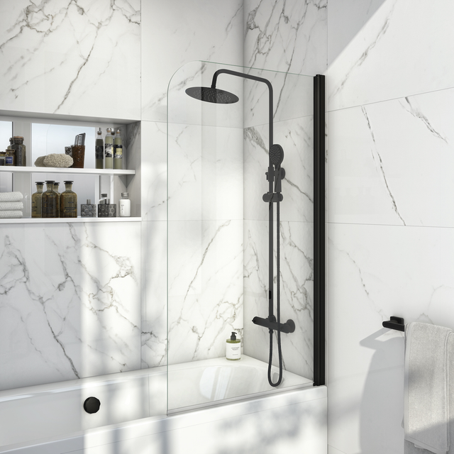 Black Radius Bath Screen