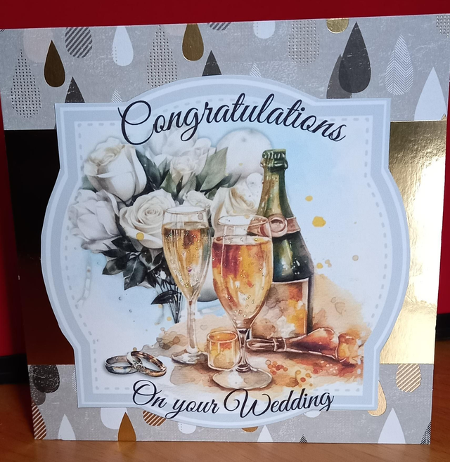 Congratulations on your wedding card ( gold mirror band)