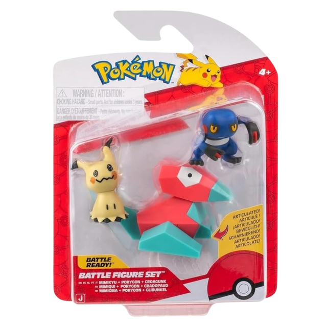 Battle Figure Set: Mimikyu + Porygon + Croagunk