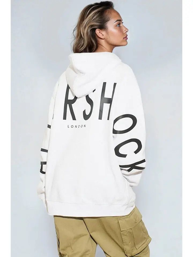 Aftershock London Logo Oversized Hoodie - White 
