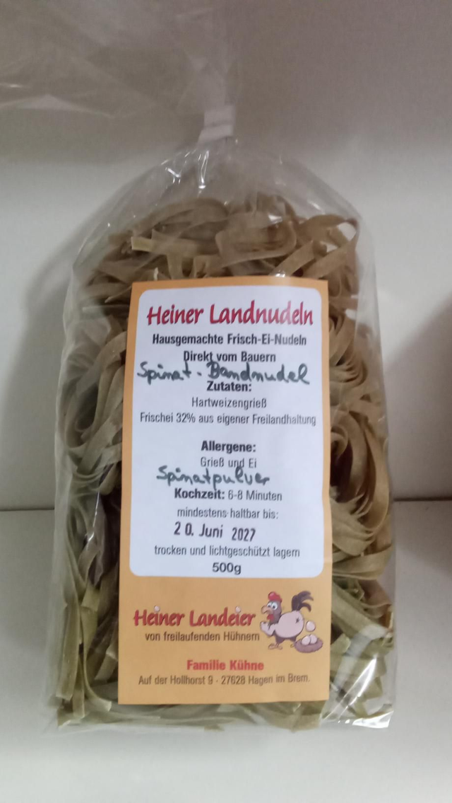 Spinat bandnudeln Landnudeln 