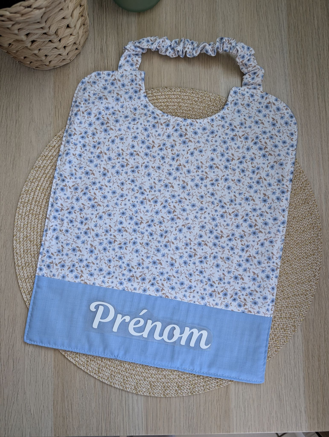 Serviette de cantine enfant fleurie bleue 