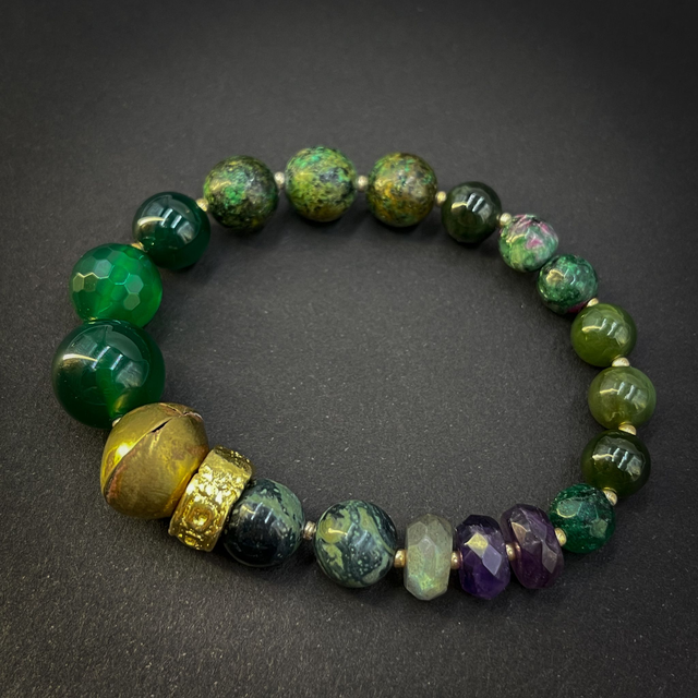 Bracelet agate vertes , ...