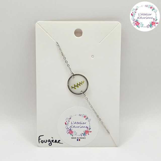 Bracelet "Fougère blanc" argenté