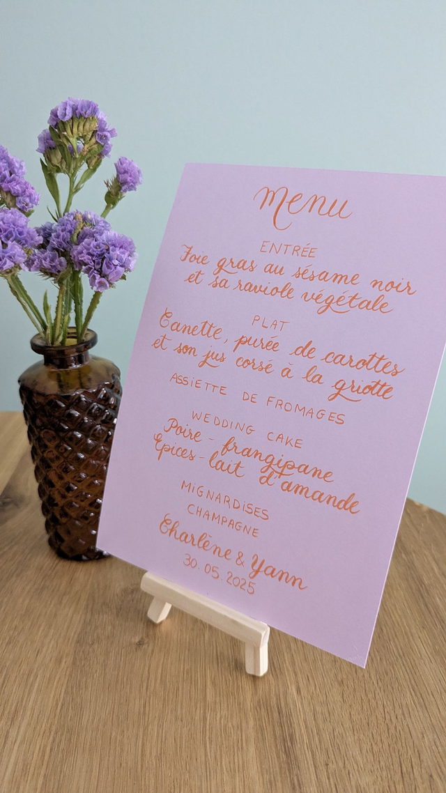 Menus calligraphiés personnalisables