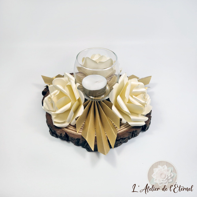 Photophore sur rondin en bois