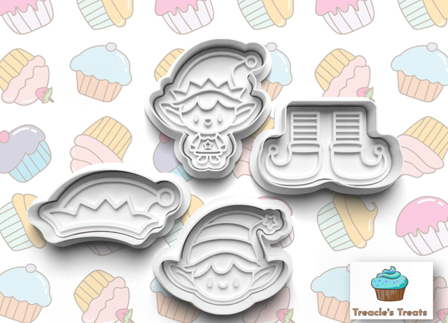 Elf Theme Fondant/cookie stamps with cutters 497