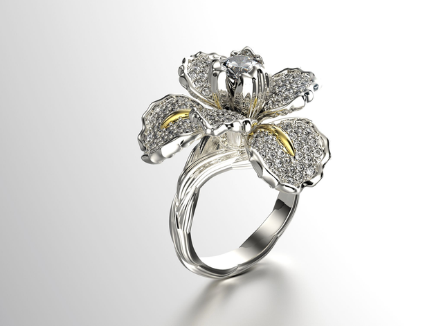 Gold ring with diamond &quot;Iris&quot;