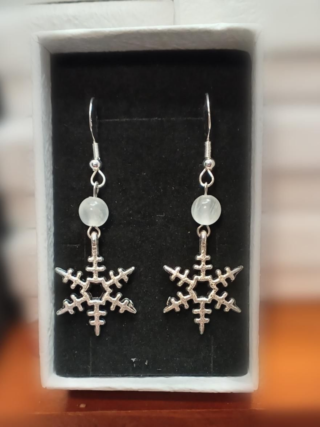 Selenite Snowflake Earrings