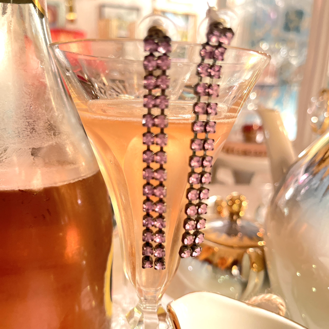 Strass Ohrringe Stecker Lila Glas