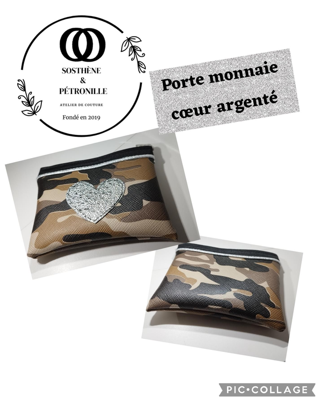 Cœur argenté -porte monnaie 