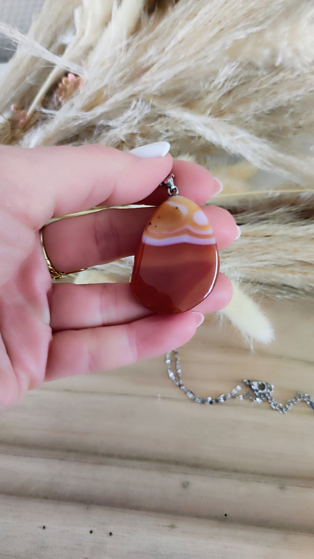 Pendentif "Isis" Agate de Botswana orange