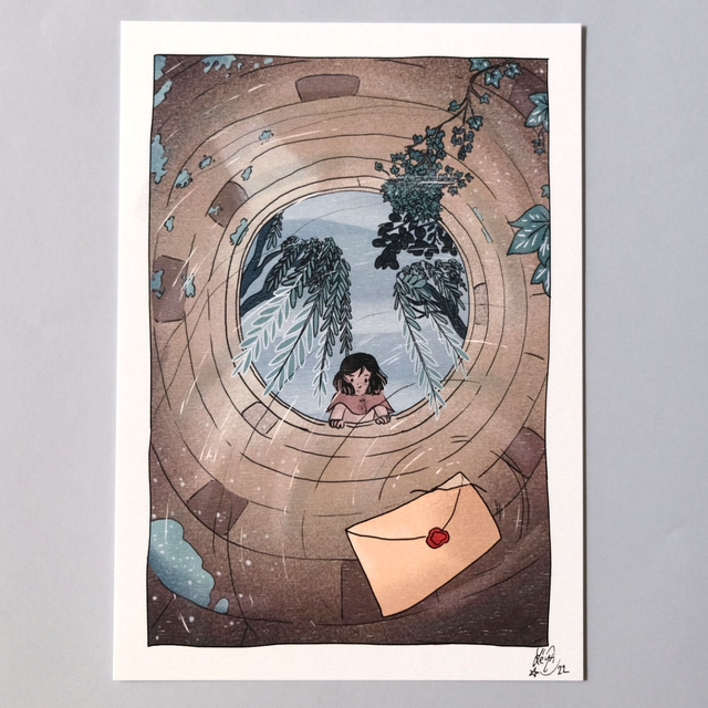 Anna au dessus du puits