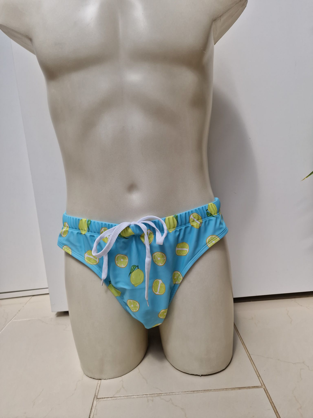 Maillot De Bain Bleu Ciel Imprimé Citrons Taille XXL Homme