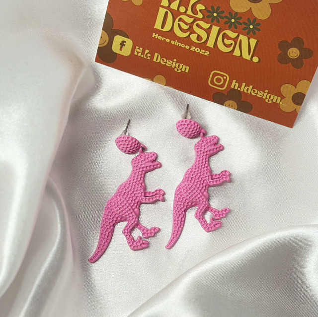 Pink Dino Earrings