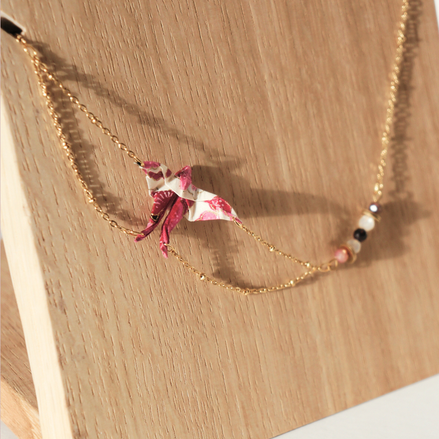 Collier origami L'envolée - Rose