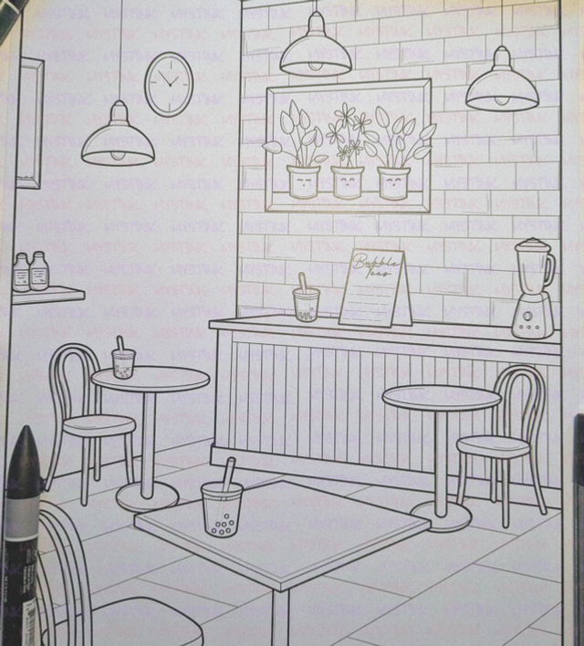Affiche à colorier &quot;Le Bubble Tea Shop&quot;