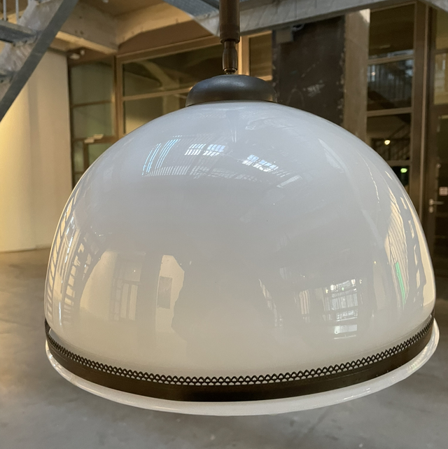 Vintage copper and glass pendant