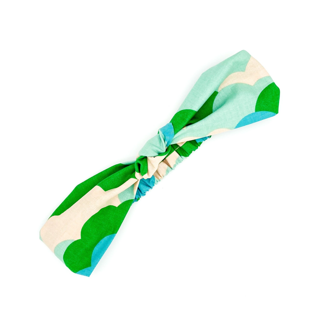 Knotted Elasticated Headband - Green Cloud