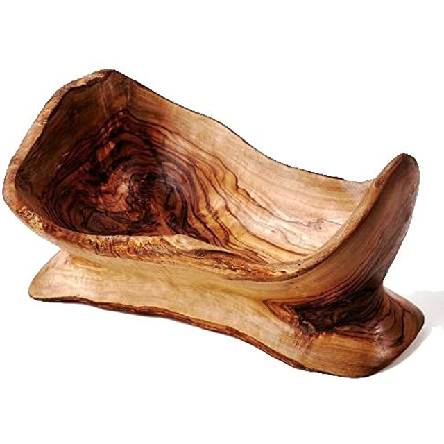 Statement Bowl – Tuscan Olive Wood (Approx. 25 cm, Carved Base)