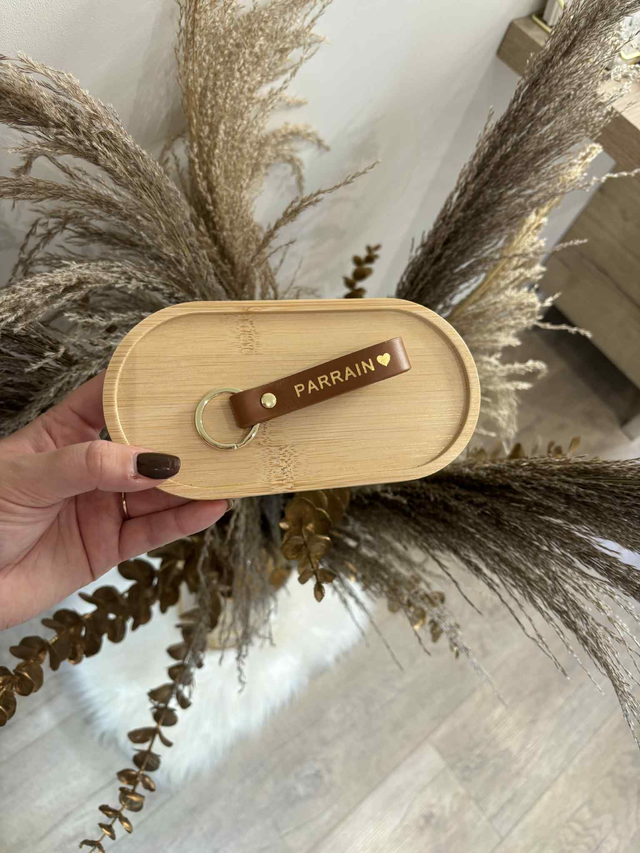 Porte-Clé Cuir Parrain Caramel