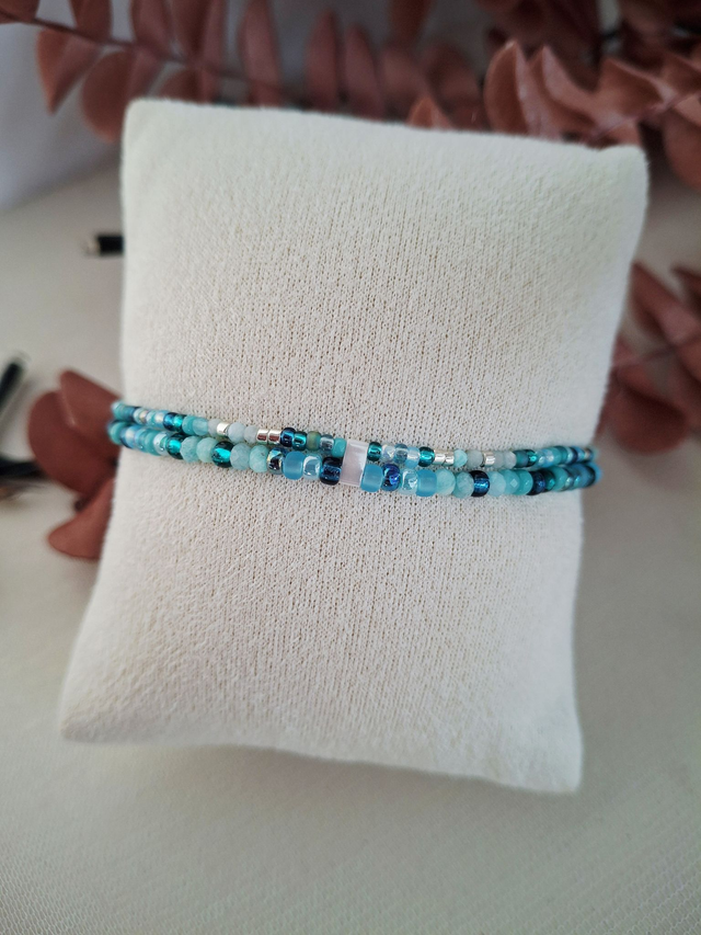 Bracelet double Équinoxe - vert argenté 