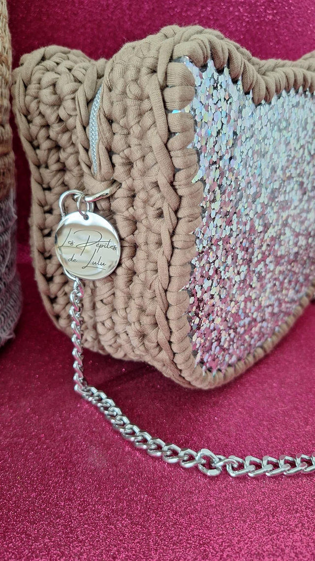 Sac en Résine Chat paillettes argentées holographiques