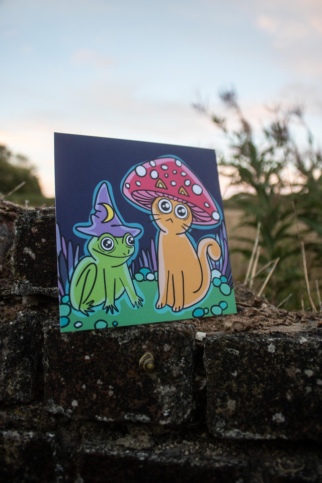 Cat and Frog - Print