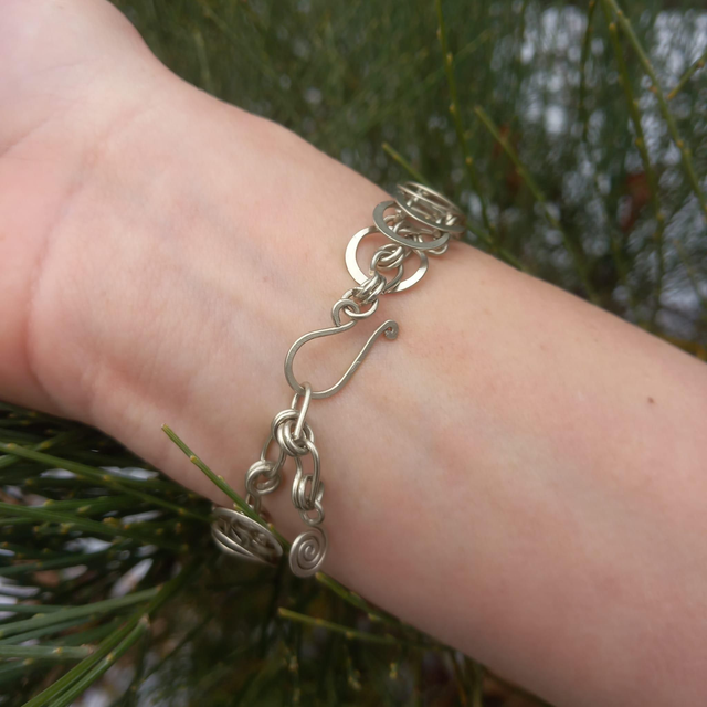 Bracelet 7 Maillechort & grenat