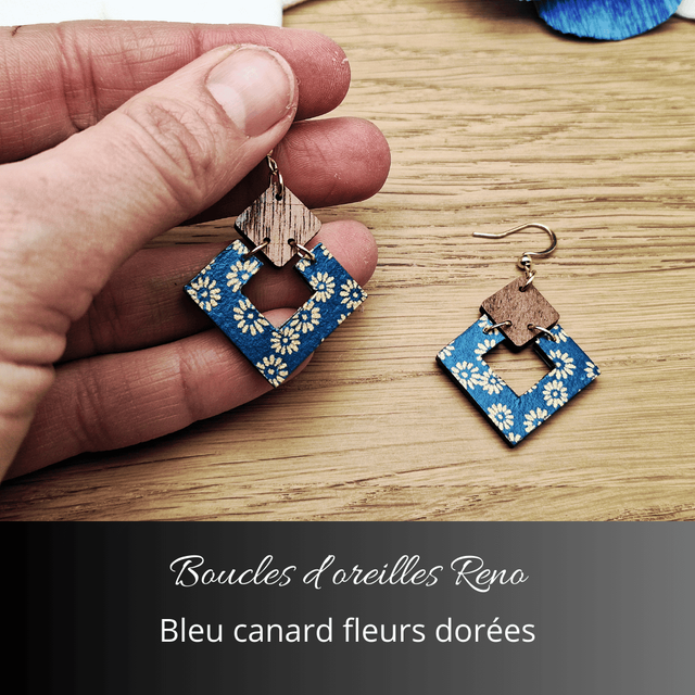 Boucles d'oreilles Reno - Bleu canard