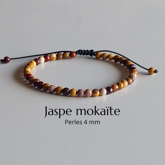 Bracelet ajustable en Jaspe mokaïte