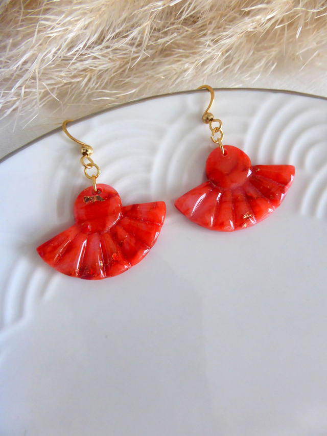Boucles d'oreilles éventails ajourés - Soleil Levant