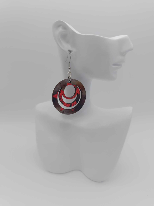 Boucles d&#039;oreilles en bois sublimé  rondes        