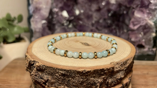 Bracelet AMAZONITE 4mm (Avec Hématites)